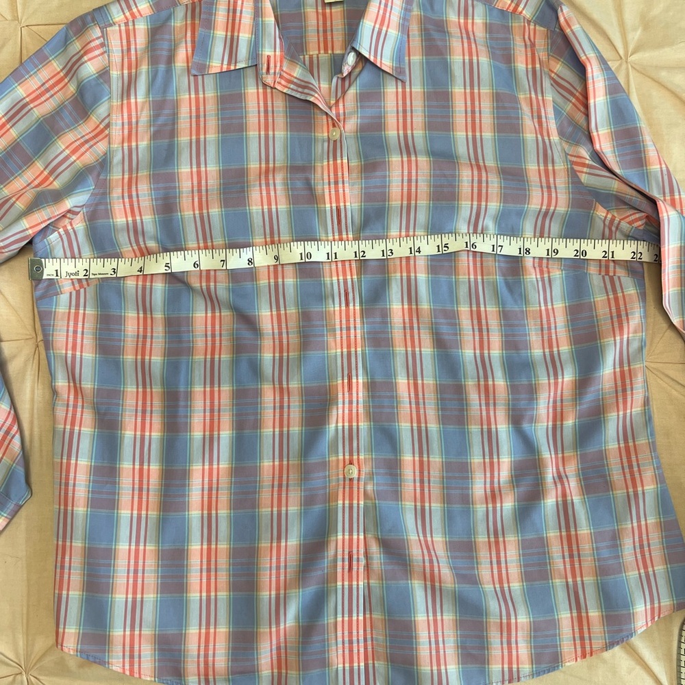 L.L. Bean Plaid Button-Up Shirt - Blue and Pink